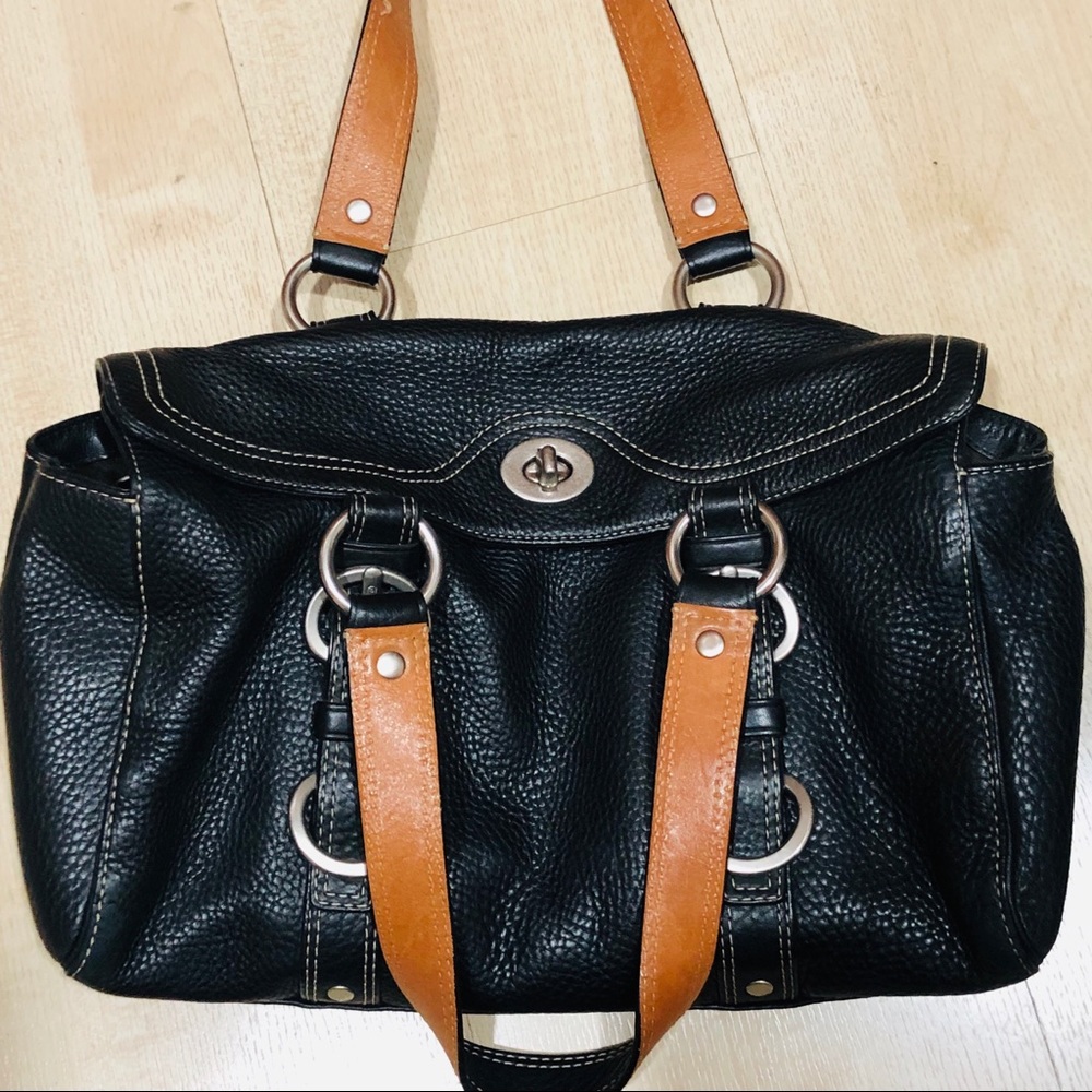 Coach Soho Vintage Y2K Pebbled Leather Buckle Flap Satchel Handbag Black 10184 E